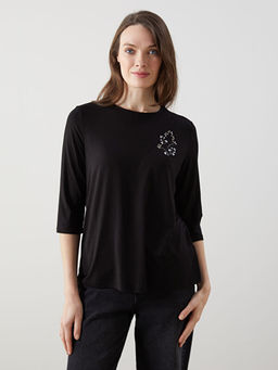 Bisiklet Yaka Ta?l? Kad?n Bluz