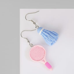 Серьги ассорти Радость ракетка и волан, цвет сине-розовый в серебре - Queen fair фото 2