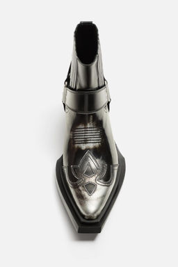 LEATHER COWBOY BOOTS - Zara фото 7