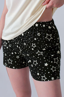 Арт. 9151 Пижама с шортами 42-50 (5 шт) Цвет:верх-молочный,низ-черный - Калинка фото 10