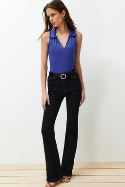 Saks Fitted/Vucuda Oturan Polo Yaka Esnek C?tc?tl? Orme Body TWOSS24BD00030 - Trendyolmilla фото 2
