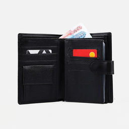 Обложка на кнопке, для автодокументов, паспорта, карт, купюр, цвет чёрный - Simaland фото 5