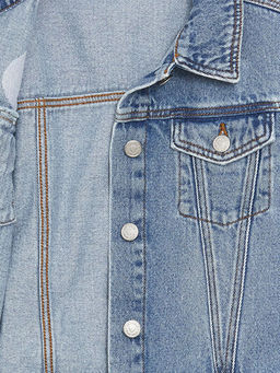 G?mlek Yaka Basic K?z ?ocuk Jean Ceket