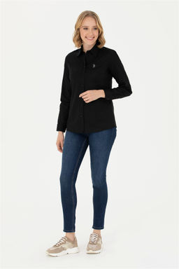 Женская черная базовая рубашка с длинным рукавом Неожиданная скидка в корзине - U.s. polo assn фото 4