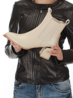 01-PCT161-2 BEIGE Ботинки Челси демисезонные женские (натуральная кожа, байка) - Фабричный китай фото 2