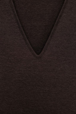 VESTIDO CORTO ESCOTE PICO / Marr?n - Zara фото 6