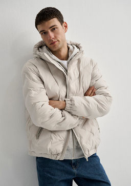 Kapusonlu Bej Ceket - Mavi фото 4