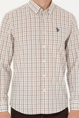 U. S. Polo Assn Мужская рубашка песочного цвета в клетку - U.s. polo assn фото 13