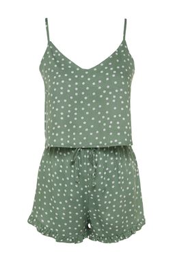 Trendyolmilla Beyaz Puantiyeli F?rf?r Detayl? Ip Ask?l? Viskon Sortlu Dokuma Pijama Tak?m? THMSS21PT0742 фото 8