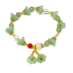Браслет с подвеской "Цветы" цв.зеленый, 17см