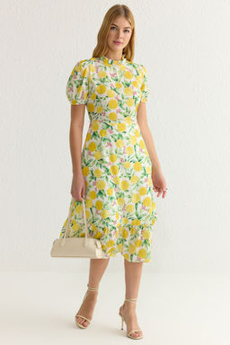 TRENDYOLMILLA Ac?k Mavi Cicekli A Kesim F?rf?rl? Midi Dokuma Elbise TWOSS20EL0894  фото 25