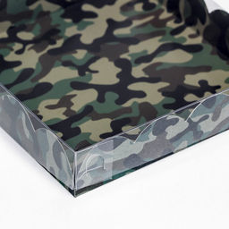 Цена за 5 шт. Коробка для печенья, «Зеленый камуфляж» 15×15×3