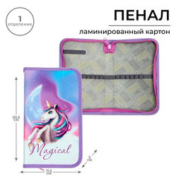 Пенал школьный, 1 секция, 11.5×20.5×3 см «Магическая единорожка»