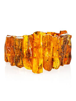 Эффектный браслет для женщин и мужчин из натурального текстурного янтаря с инклюзом Помпеи