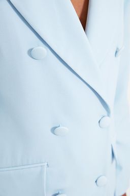 Ac?k Mavi Regular Astarl? Dokuma Blazer Ceket TWOSS21CE0137