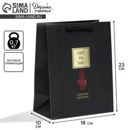 Цена за 2 шт. Пакет подарочный ламинированный, упаковка, «Gift to you», MS 18×23×10 см