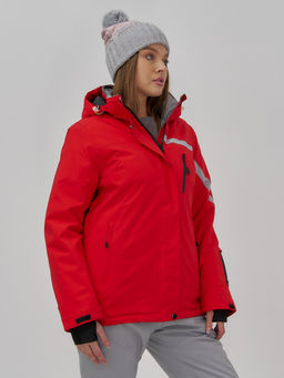 Горнолыжный костюм женский зимний красного цвета 07017Kr