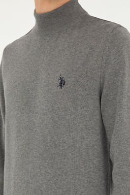 Свитер мужской U.S. Polo Assn. серый меланж хлопок фото 14