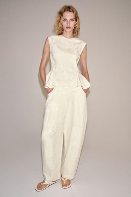 PANTAL?N BARREL JACQUARD ZW COLLECTION / Crudo / Beige - Zara фото 5