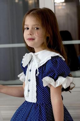 платье для девочки МТ22-4Шарлотта горошек на синем - Etoelf фото 5