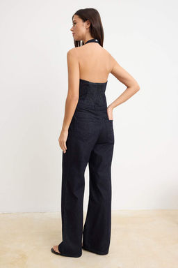 Lacivert Halter Yaka Genis Paca Denim Tulum TWOSS26TU00030 - Trendyolmilla фото 5