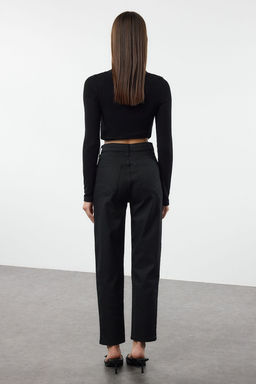 Siyah Yuksek Bel Comfort Mom Jeans TWOAW25JE00371 - Trendyolmilla фото 5