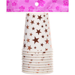 Цена за 6 шт. Стакан бумажный 0,2л в наборе 10 шт "Звездное синяие", розовое золото