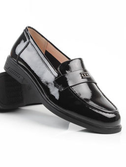 03-DEB55-2 BLACK Лоферы женские (натуральная кожа)