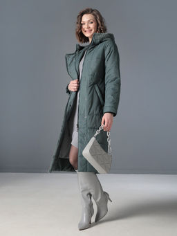 25315 Пальто дем. т.зеленый - Dizzyway фото 10