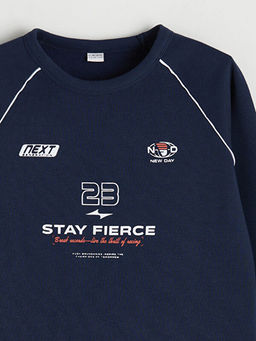 Bask?l? Erkek ?ocuk Sweatshirt