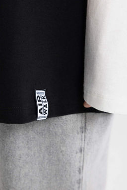 Футболка оверсайз с круглым вырезом и длинными рукавами Cool Airwalk - Defacto фото 8