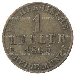Монета 1 геллер 1865 года Германские государства Гессен-Кассель