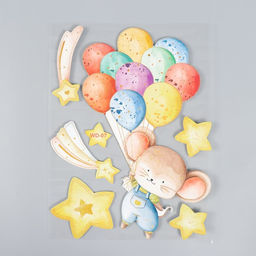 Наклейка интерьерная «Мышка на воздушных шариках», EVA, 41×31.5 см