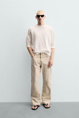 JEANS FLARE FIT EFECTO SALPICADURAS / Tostado claro