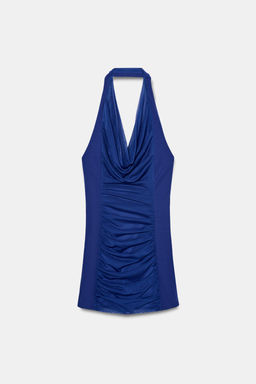 VESTIDO HALTER COMBINADO TUL / Azul tinta - Zara фото 4