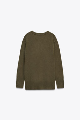 OVERSIZED 100% WOOL KNIT SWEATER - Zara фото 6