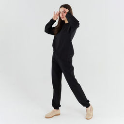 Костюм спортивный женский: свитшот, брюки, MINAKU: Casual Collection, размер 50, чёрный