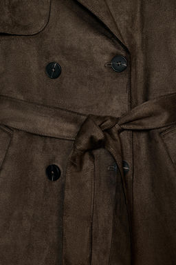 LONG FAUX SUEDE TRENCH COAT WITH BELT - Zara фото 18