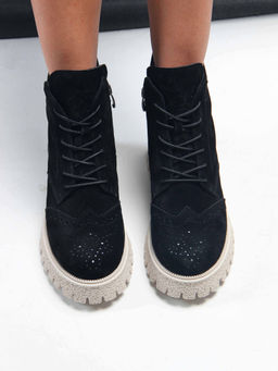 Ботинки 338.1541be. черный замша/Мех