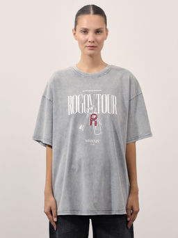 Оверсайз футболка с эффектом стирки и принтом / Zarina  фото 5