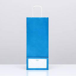 Цена за 10 шт. Пакет под бутылку крафтовый Лазурный, 14 х 8 х 32 см - Simaland фото 4