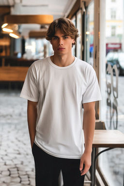 Ekru Oversize/Genis Kesim More Sustainable Kontrast Yakal? %100 Organik Pamuk T-shirt TMNSS24TS00175
