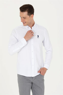 U. S. Polo Assn Мужская белая базовая рубашка с длинным рукавом - U.s. polo assn фото 8