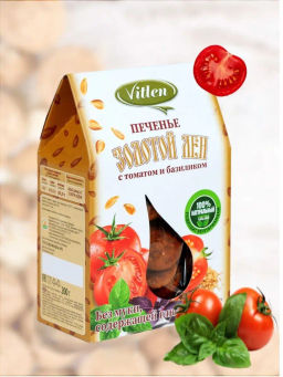 Печенье рисовое с томатом и базиликом Золотой Лён 200г - Vitlen фото 4