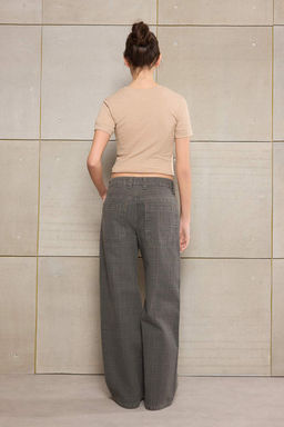 Cok Renkli Ekose Desenli Yuksek Bel %100 Pamuk Baggy Jeans TWOSS26JE00052 - Trendyolmilla фото 6