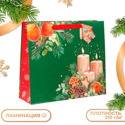 Пакет подарочный новогодний ламинированный Уют, люкс, 36?32?12 см
