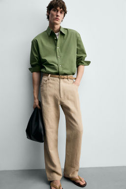 CAMISA RELAXED FIT POPEL?N / Verde manzana - Zara фото 5