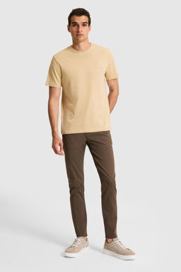Erkek Regular Fit Bisiklet Yaka Bej Basic Ti__rt