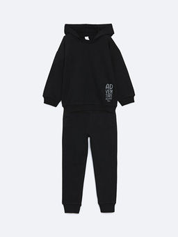 Kap??onlu Erkek Bebek Sweatshirt ve E?ofman Alt 2li Tak?m