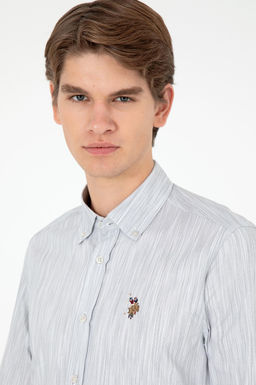 Мужская светло-серая рубашка с длинным рукавом - U.s. polo assn фото 2